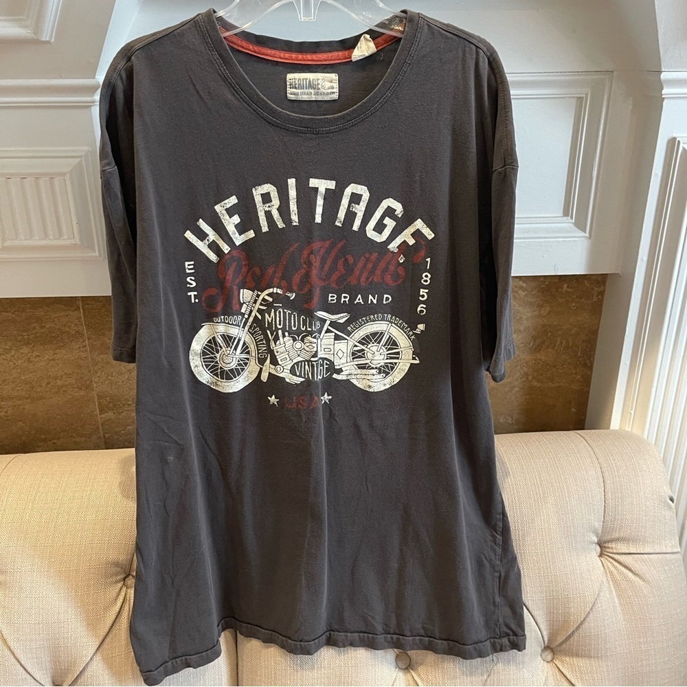 AG:  Heritage T-Shirt Men’s L Gray Motorcycle Graphic